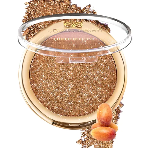 YOUNG VISION Resaltador de polvo prensado, polvo de contorno de brillo natural horneado y resaltador facial, libre de crueldad, maquillaje de 6#