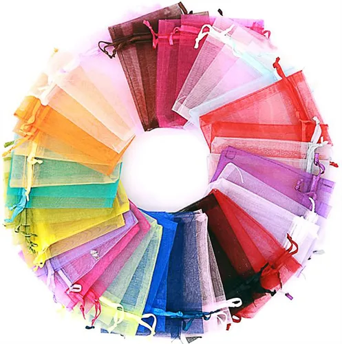 SAOYOAS 100 bolsas de organza de 4 x 6 pulgadas a granel, bolsas de organza con cordón para joyería, boda, fiesta, Navidad, bolsa de regalo, para