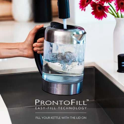 Miniatura 5 de OVENTE Hervidor eléctrico con vidrio de borosilicato de 1.7 L, hervidor de agua instantáneo de 1500 W y calentador para café o té, libre de BPA