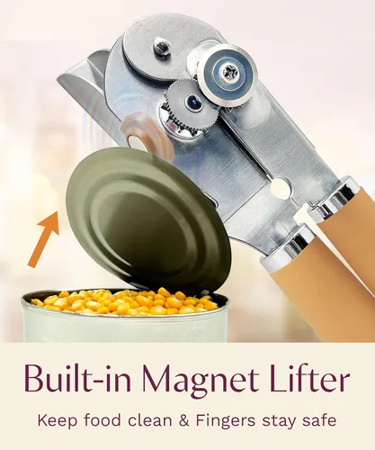 Miniatura 7 de Abrelatas manual magnético multifunción de alta calidad y abrebotellas, hoja de corte afilada de acero inoxidable resistente y perilla de giro fácil