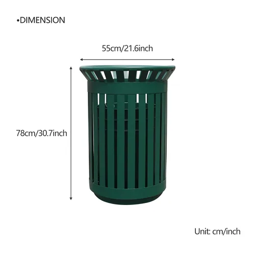 Miniatura 2 de Outdoor Metal Slatted Trash Receptacle,Waste Receptacle，Commercial Trash Cans,Zone Round Garbage Bin,Square Hotel Street Patio Indoor Metal Stan