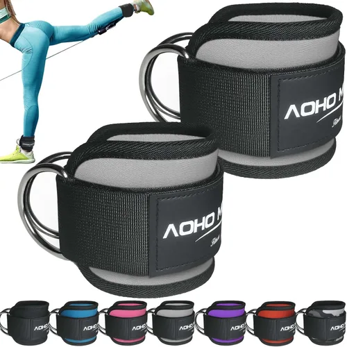 Miniatura 10 de AOHO MOOON - Brazalete de tobillo para máquina de cable, accesorios de gimnasio para mujeres y hombres, puños de tobillo de neopreno para patadas