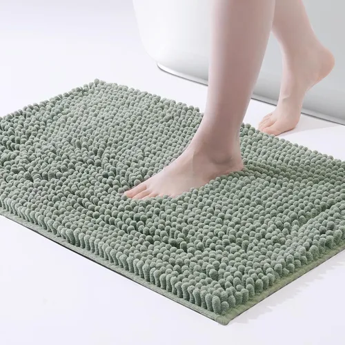 Miniatura 21 de FRESHMINT - Alfombras de baño de chenilla, 32"x20", alfombra antideslizante para el piso del baño y la bañera, alfombra de ducha suave y lavable