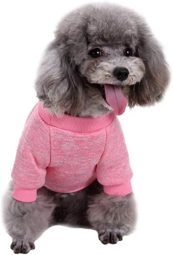 Miniatura 2 de Jecikelon - Ropa para mascotas, suéter suave, cálido y grueso, suéter de invierno para perros (talla S, color rosa)