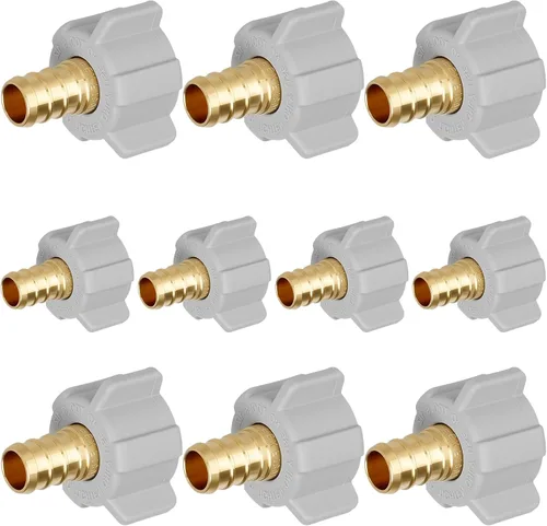 (Znkiok Paquete de 10) Adaptador giratorio NPT hembra de 1/2 pulgada PEX x 1/2 pulgada, accesorios de engarce de latón, conector de agua potable sin