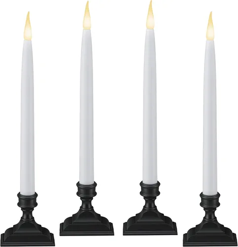 Miniatura 8 de 612 Vermont VT-1660P-4 - Velas LED de ventana con temporizador (6 encendido/18 apagado), llama parpadeante LED dual blanca cálida patentada, Peltre
