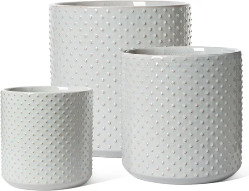 Miniatura 16 de LE TAUCI Macetas de cerámica para interiores, macetas de 10+8+6 pulgadas para plantas de interior, macetas para flores con puntos elevados