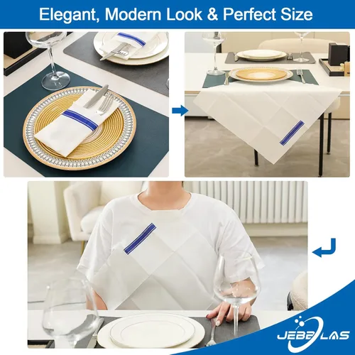 Miniatura 5 de JEBBLAS Paquete de 50 servilletas desechables con tacto de lino, bolsillo integrado para cubiertos, servilletas decorativas de boda, servilletas