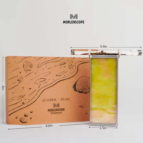 Miniatura 7 de Caleidoscopio de concha dorada de 6 pulgadas con 2 varitas de purpurina, caleidoscopio hecho a mano para adultos, caja de regalo, aniversario
