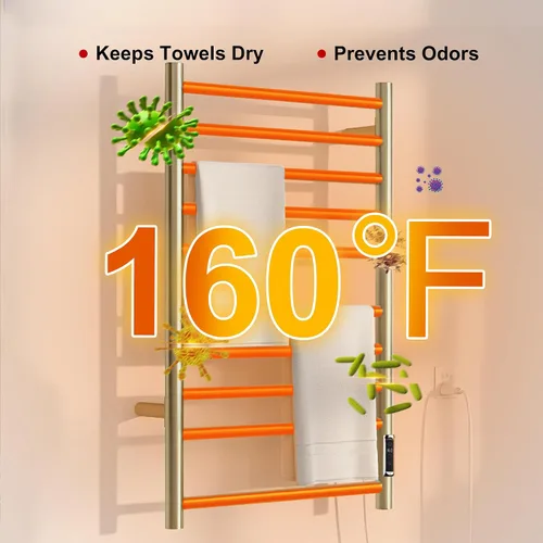 Miniatura 2 de Toalleros térmicos para baño, calentadores eléctricos de toallas para montar en la pared con temporizador y control de temperatura, calentador