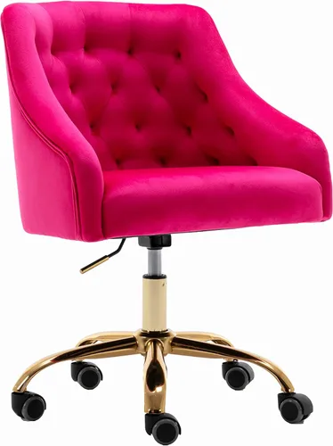 Miniatura 14 de Silla de trabajo cómoda para oficina en casa con ruedas, linda silla de escritorio giratoria ajustable de tocador moderna tapizada en terciopelo