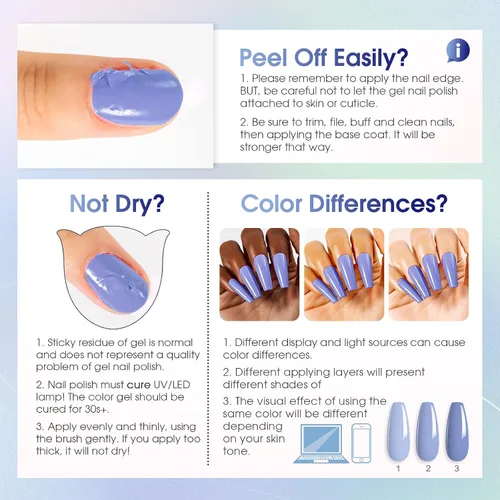 Miniatura 8 de ROSALIND Esmalte de uñas de gel azul, 8 colores azul marino claro azul oscuro con purpurina, juego de esmalte de uñas UV MINI Aquarius para manicura