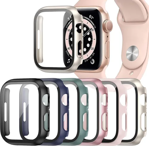 Miniatura 16 de Paquete de 6 fundas para Apple Watch SE 3 (2025)/SE 2/SE/Series 6/5/4 de 40 mm con protector de pantalla de vidrio templado, funda protectora