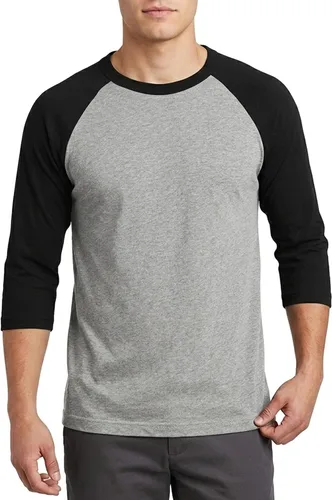 Miniatura 8 de Camiseta de béisbol raglán para hombre, de algodón, dos tonos, casual, atlética