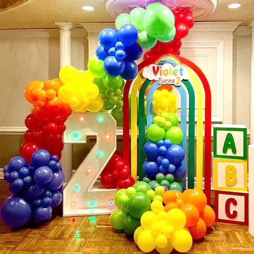 Miniatura 3 de Kit de arco de guirnalda de globos azul, rojo, verde, amarillo, naranja, 132 piezas de arco de globos arcoíris para baby shower, despedida