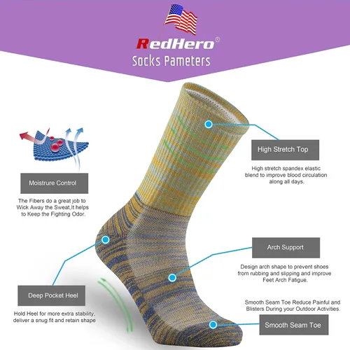 Miniatura 4 de Calcetines acolchados de lana merino para mujer con ligeros y suaves térmicos, para senderismo, senderismo, golf, senderismo, casual, para mujer