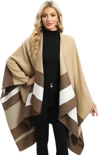 Miniatura 30 de Femdouce Manta cálida para mujer, ligera, con frente abierto, capa tipo poncho para primavera, otoño e invierno