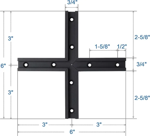 Miniatura 5 de Kit de intersección de aluminio T-Track de 3 pulgadas – Perfil de doble corte universal con agujeros de montaje preperforados -Carpintería