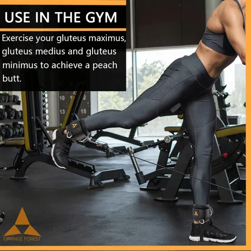 Miniatura 6 de Correa de tobillo para máquina de cable (par) ajustable, ajuste cómodo, neopreno y refuerzo de 4 anillos en D, correa de tobillo mejorada