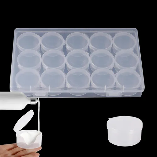 Miniatura 7 de 50 tarros de plástico para cosméticos de 0.18 oz/0.2 fl oz, estuche transparente con tapas a presión, portátil, almacenamiento de viajes, muestras