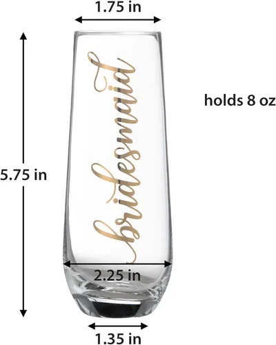 Miniatura 3 de Lillian Rose Copa de champán sin tallo dorado para dama de honor, altura 5.75 pulgadas