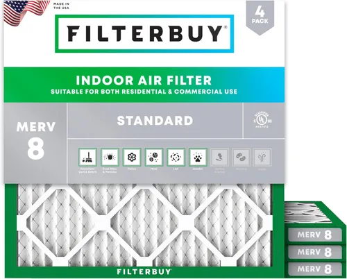 Miniatura 31 de Filterbuy - Filtro de aire de 20x20x1 MERV 8, Defensa Esencial contra el Polvo y las Alergias (paquete de 4), Filtros plisados electrostáticos