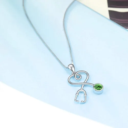 Miniatura 4 de AOBOCO Collar de estetoscopio de plata de ley adornado con cristales de Austria, regalos de la semana de la enfermera de graduación 2023, joyería