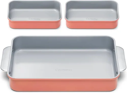 Miniatura 35 de Caraway Sartén rectangular de cerámica antiadherente de 9 x 13 pulgadas, revestimiento de cerámica naturalmente resbaladizo, no tóxico, libre