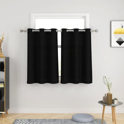 Miniatura 74 de UPOPO Cortinas de niveles de cocina negras de privacidad de lino texturizado de 24 pulgadas de largo, cortinas de café sobre el fregadero, cortinas