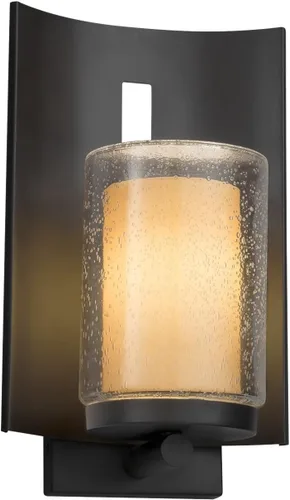 Miniatura 2 de Fusion Embark - Aplique de pared para exteriores con 1 luz, cilindro con borde plano, pantalla de vidrio artesanal en almendra, acabado bronce oscuro
