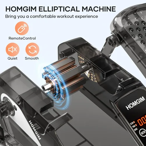 Miniatura 3 de HOMGIM Máquina elíptica para debajo del escritorio, ejercitador de piernas motorizado silencioso con control remoto inteligente, programas manuales