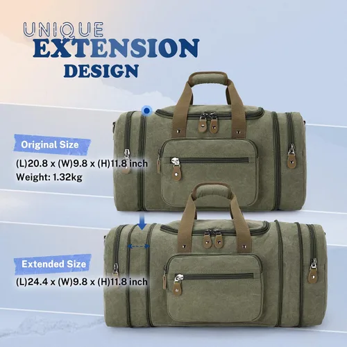 Miniatura 4 de Plambag - bolsa de lona para viaje, 50 L, bolsa de fin de semana, Verde ejército), PB058AG