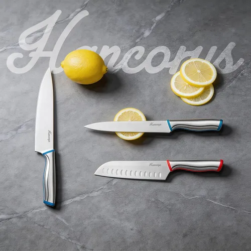 Miniatura 7 de Juego de cuchillos de cocina de 11 piezas, juego de cuchillos de chef de acero inoxidable alemán de alto carbono con 5 protectores de cuchillas