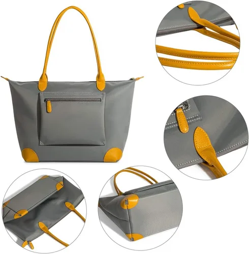 Miniatura 6 de DORIS&JACKY Bolso de mano para mujer, grande, ligero, de cuero, de nailon, para el trabajo, bolso de hombro y bolso de viaje plegable Large