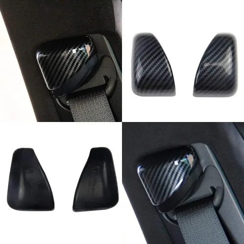 Miniatura 3 de crosselec Cinturón de seguridad de fibra de carbono con botón de decoración para Dodge Charger 2015+/Chrysler 300 2015-2021