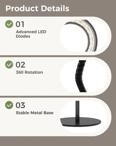 Miniatura 7 de Bamworld Luces de cultivo para plantas de interior, luces de plantas de espectro completo para cultivo en interiores, lámpara de cultivo de piso