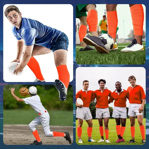 Miniatura 4 de Panitay 4 pares de mangas de pierna para acompañar calcetines de compresión de pantorrilla para fútbol, fútbol, baloncesto, combina con tu