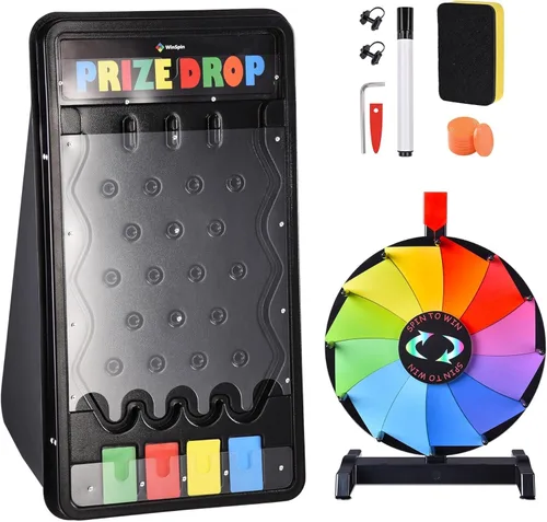 Miniatura 13 de WinSpin Rueda de premios de 36 pulgadas – Rueda giratoria de mesa y soporte de suelo resistente con fabricante de borrado en seco – Rueda giratoria
