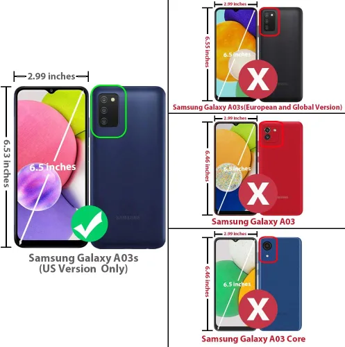 Miniatura 2 de TJS Funda compatible con Samsung Galaxy A03S, con protector de pantalla de vidrio templado, soporte magnético con soporte magnético resistente y Azul