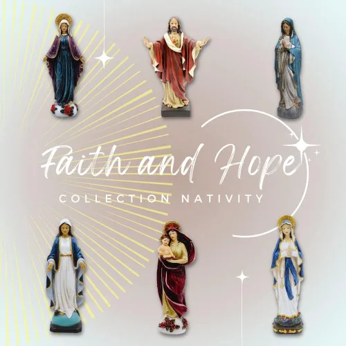 Miniatura 9 de Comfy Hour Rhode Island - Novedad Faith and Hope Baby Jesus Nativity, 9 piezas de Santa Familia con figuras de ángel, escena de Navidad