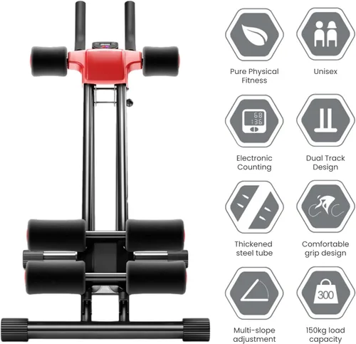 Miniatura 7 de Equipo de entrenamiento abdominal, entrenador de abdominales ajustable en altura, equipo de ejercicio abdominal para gimnasio en casa