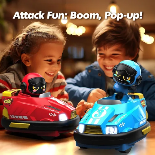 Miniatura 2 de OBEST Paquete de 2 autos de control remoto, auto de choque de expulsión RC para niños, luz y sonido y autos de parachoques giratorios de 360°