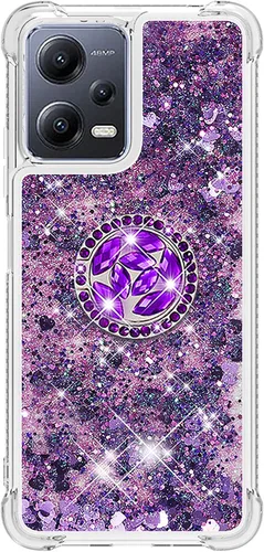 Miniatura 6 de CCSmall Funda brillante transparente brillante con purpurina para Xiaomi Redmi Note 12 5G (no 4G), cubierta de arena movediza líquida fluida
