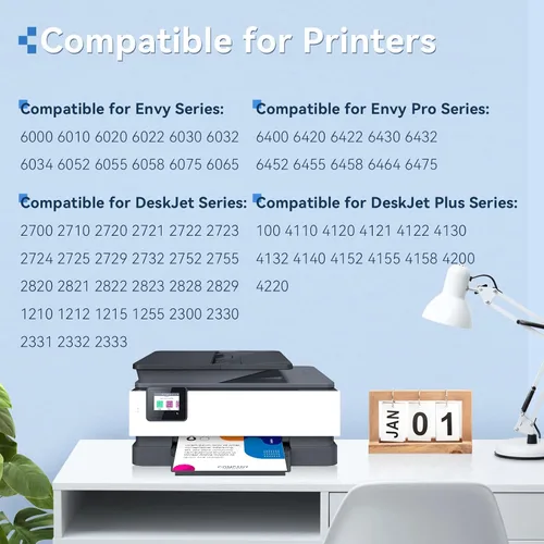 Miniatura 2 de 67XL - Cartucho de tinta compatible con HP Ink 67, compatible con cartuchos de tinta HP 67, color negro, paquete combinado para impresora DeskJet