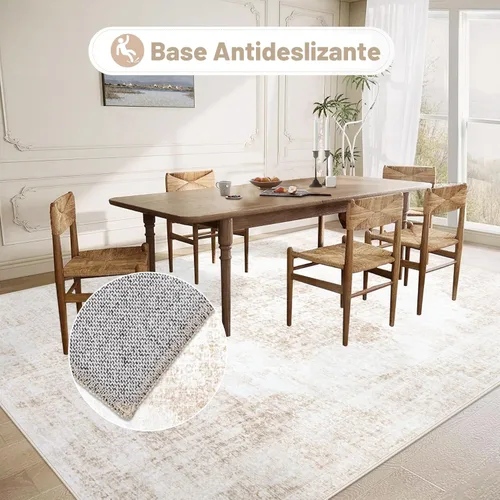 Miniatura 5 de Alfombra de Área 5x7 Alfombra Vintage: Alfombras Lavables para Sala de Estar Alfombras Retro con Medallón Desgastadas Alfombras Grandes Suaves