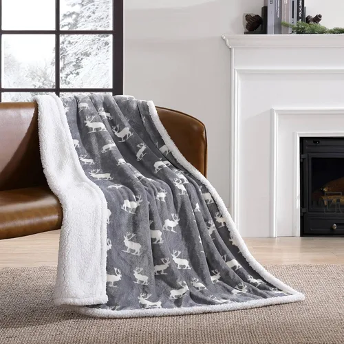 Miniatura 3 de Eddie Bauer - Manta, Forro Polar Cepillado y Ropa de Cama Sherpa Suave, Manta para Sofá y Cama (Gris Tono Alce, 50" x 60")