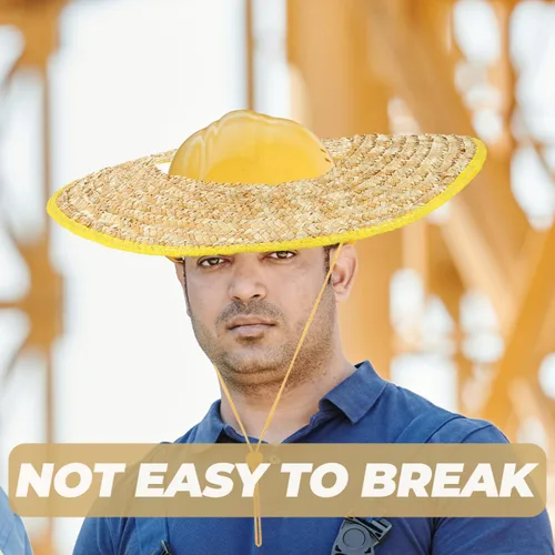 Miniatura 4 de UKCOCO Capucha de protección solar, sombrero duro de paja de trigo, transpirable y ligero, ideal para trabajadores de la construcción, trabajo