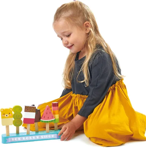 Miniatura 4 de Tender Leaf Toys - Ice Lolly Shop - 13 piezas de juguete de juego de comida de simulación con 6 paletas de madera barras de helado - Fomenta