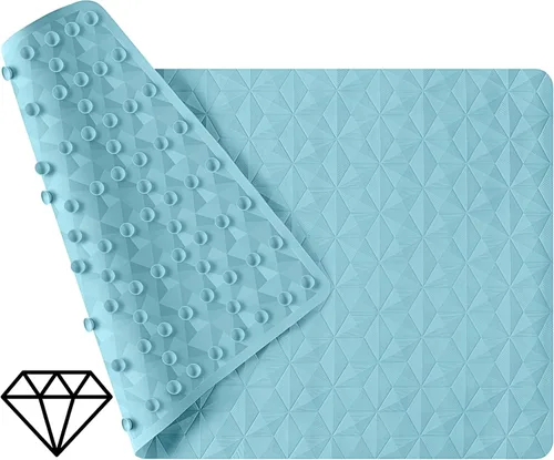 Tapete antideslizante de goma natural para bañera y ducha, tapete de seguridad de 16 x 28 pulgadas con ventosas, delicado patrón de diamante, más
