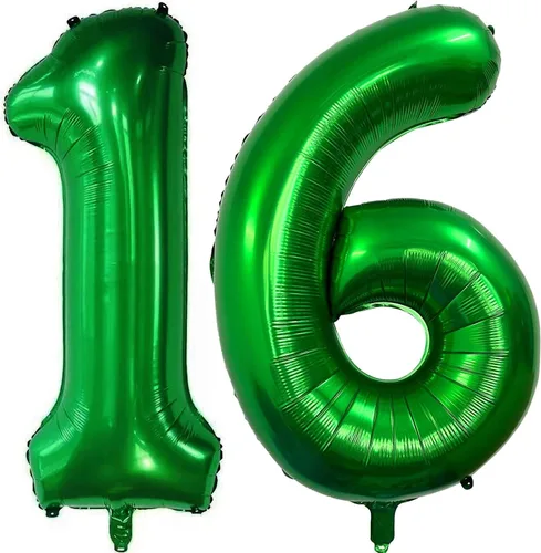Miniatura 6 de Globo negro de 40 pulgadas con el número 16, 61 de gran tamaño, de papel de aluminio de Mylar gigante, globos negros de helio para fiesta